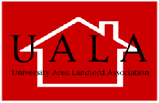 Badge displayed by University Area Landlord Association. UALA Logo